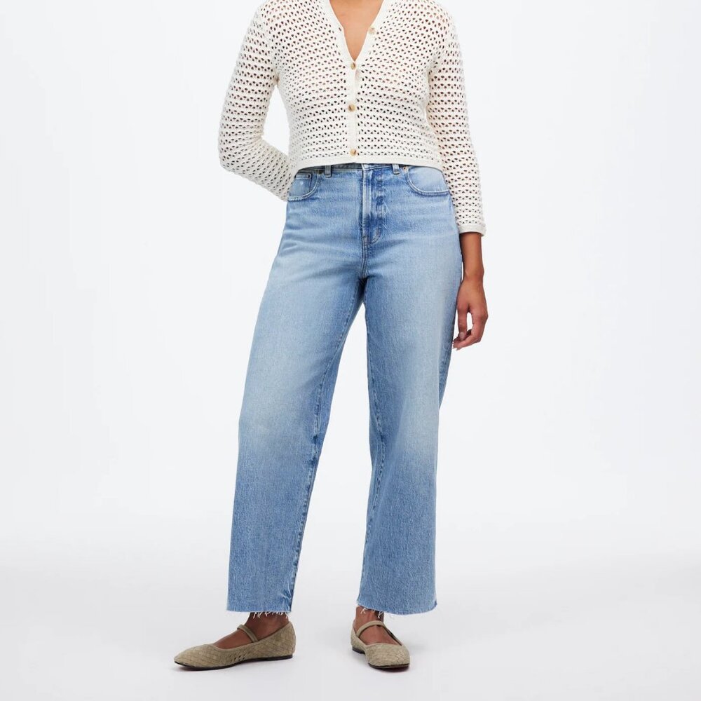 Madewell The Curvy Perfect Vintage Raw Hem Wide-Leg Jean (28)